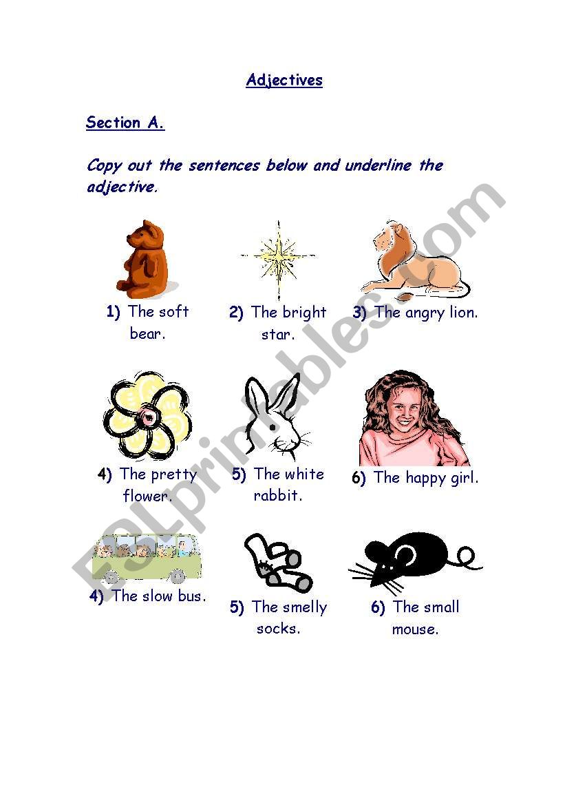 activity for adjectives worksheet