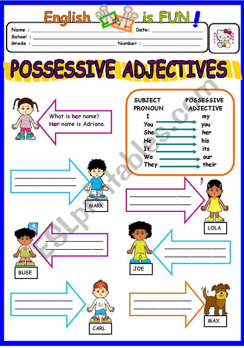 possessive-adjectives-english-as-a-second-language-esl-worksheet