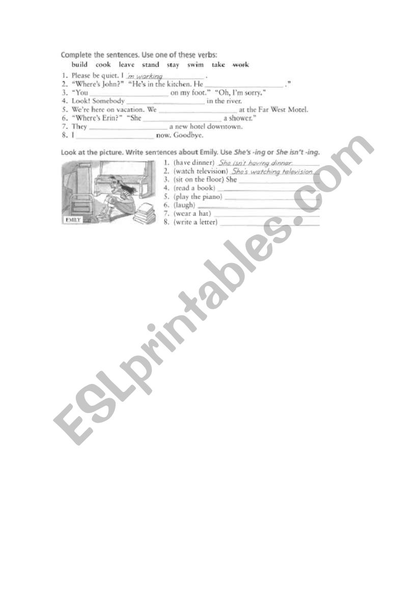 present continuous worksheet