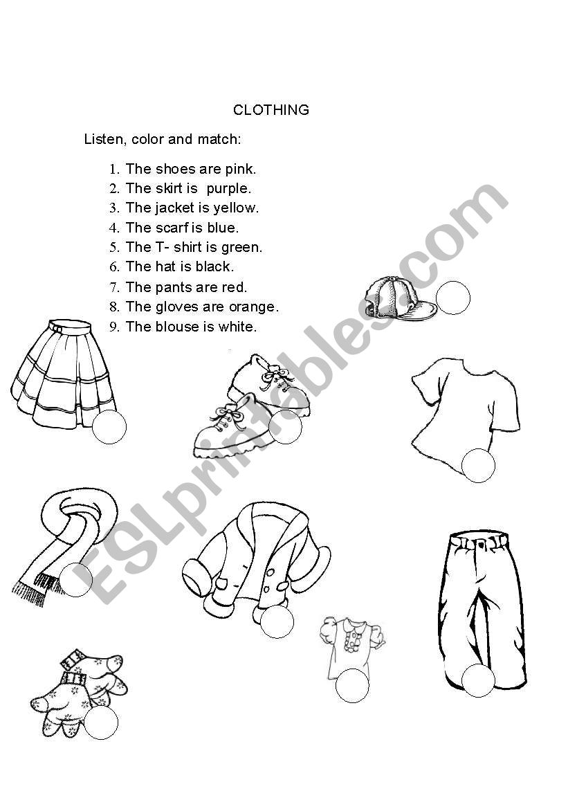 clothing worksheet