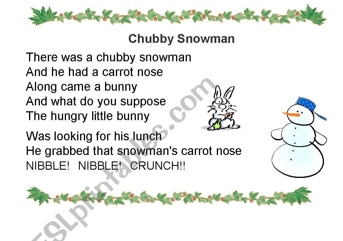 Chubby Snowman worksheet