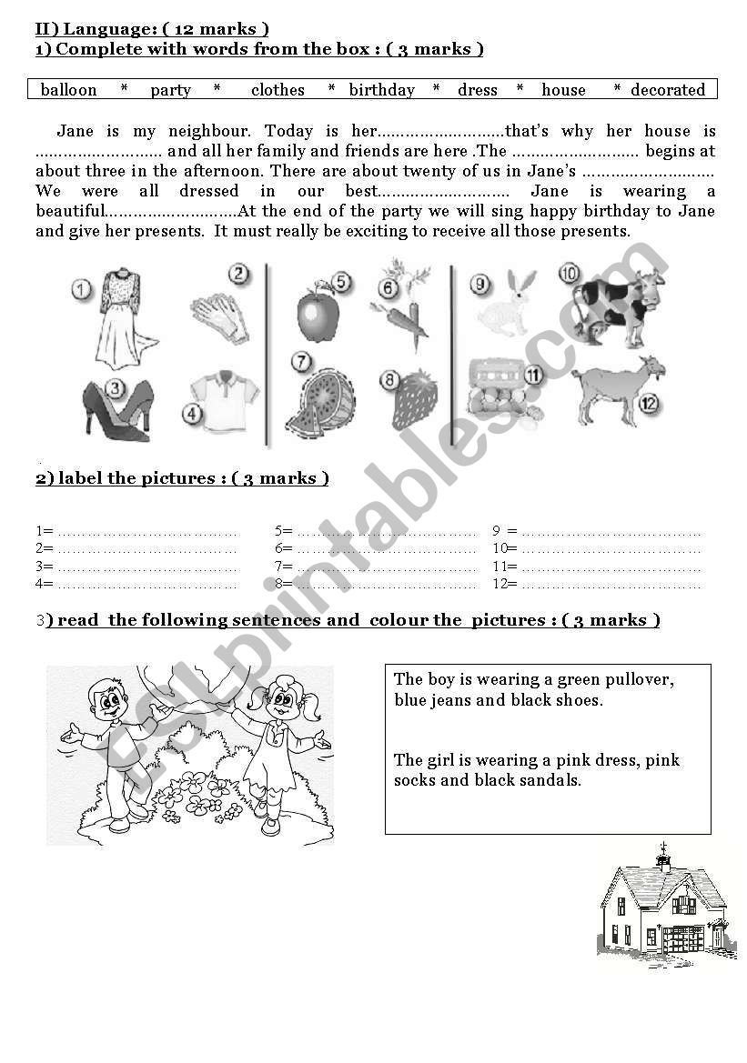7th form Mid of term test  n2 worksheet