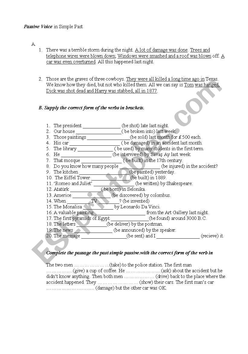 past passive worksheet