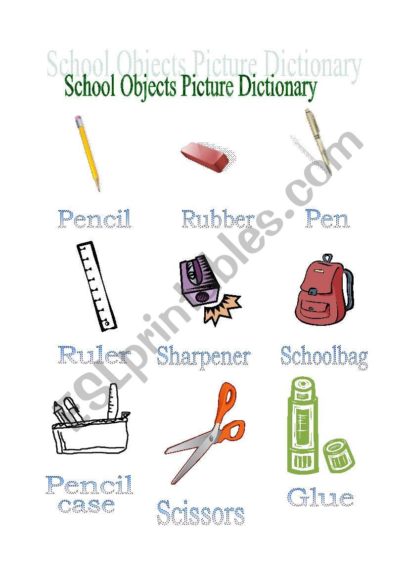 School Objects Picture Dictionary