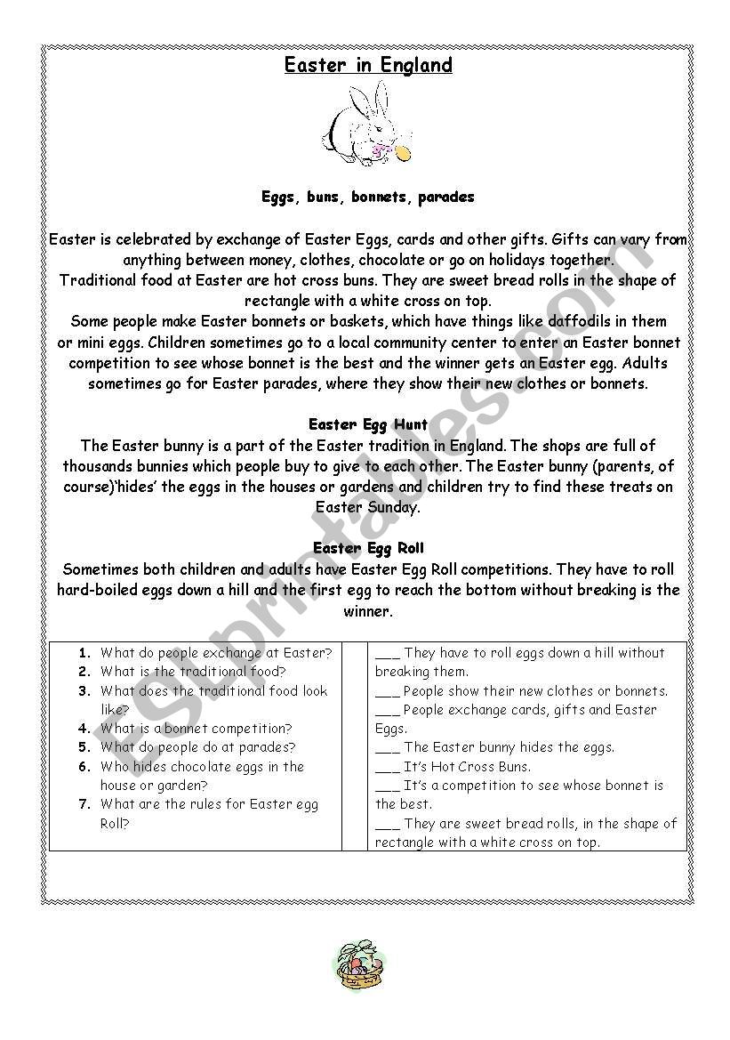 Easter in England worksheet