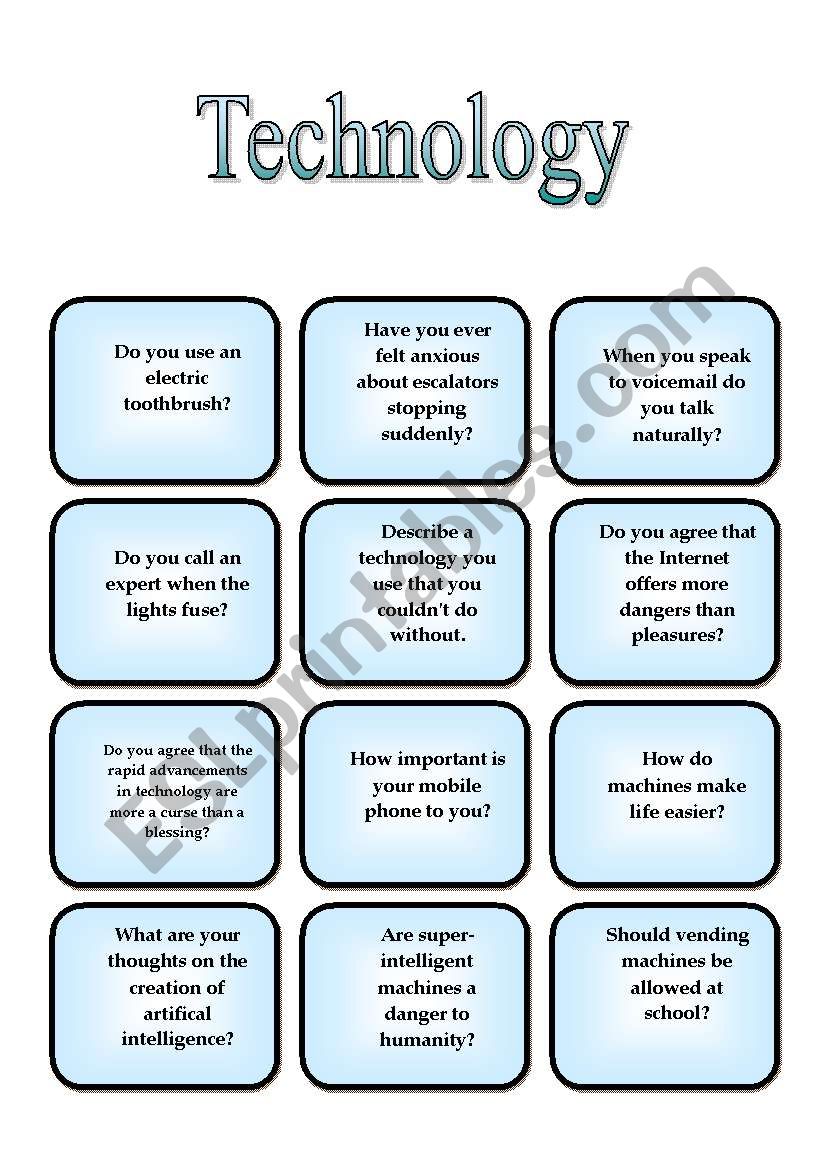 Speaking Cards - Technology worksheet