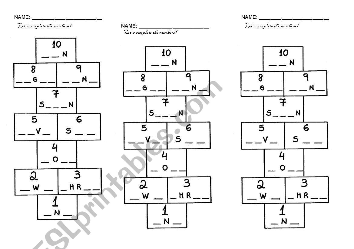 Numbers hopscotch worksheet