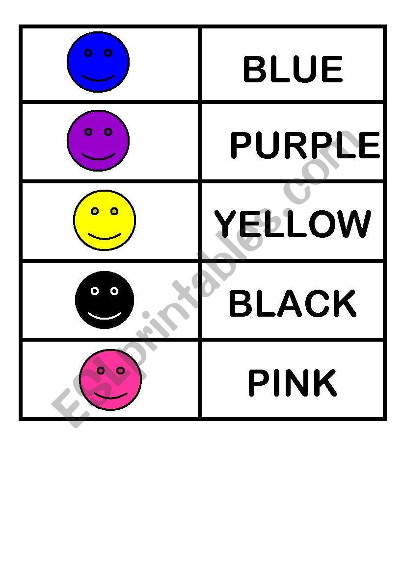 Colors memory game part 1 worksheet