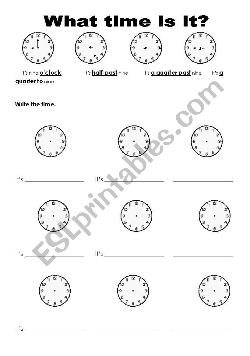 What time is it? worksheet