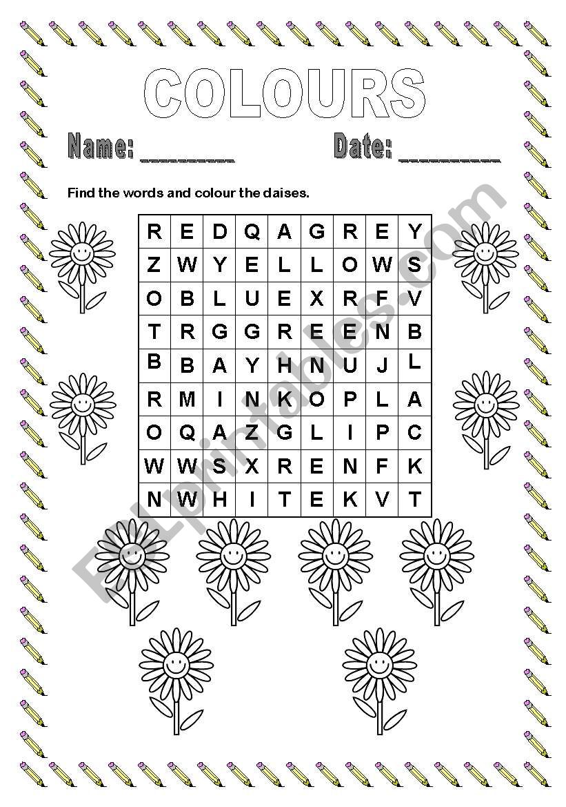 Colours Wordsearch worksheet