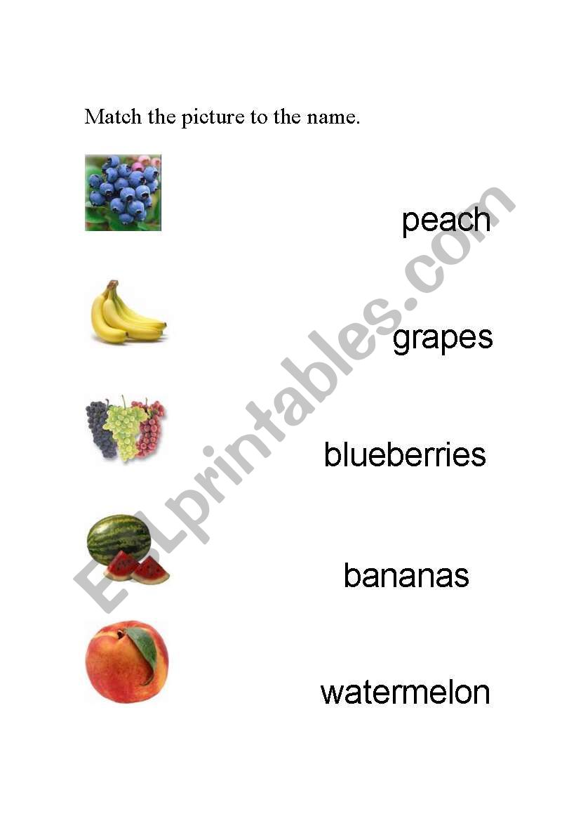 match the fruit with its written name