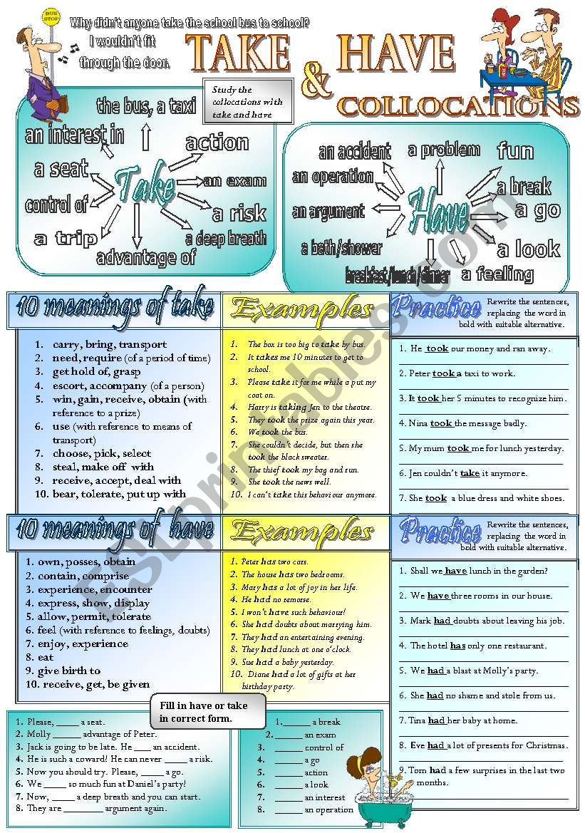 Have and Take Collocations  worksheet