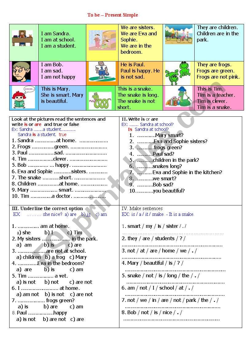 to be - present simple worksheet