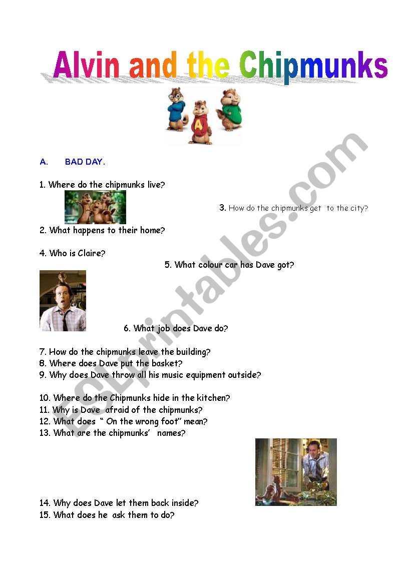 Alvin and the Chipmunks worksheet