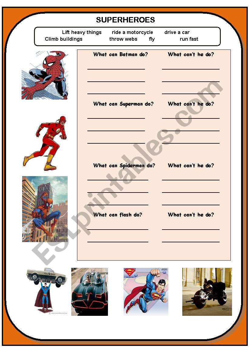 SUPERHEROES worksheet