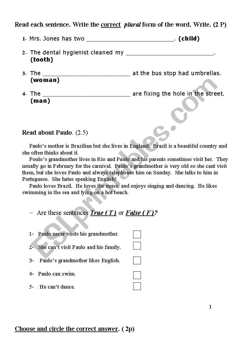 revision worksheet