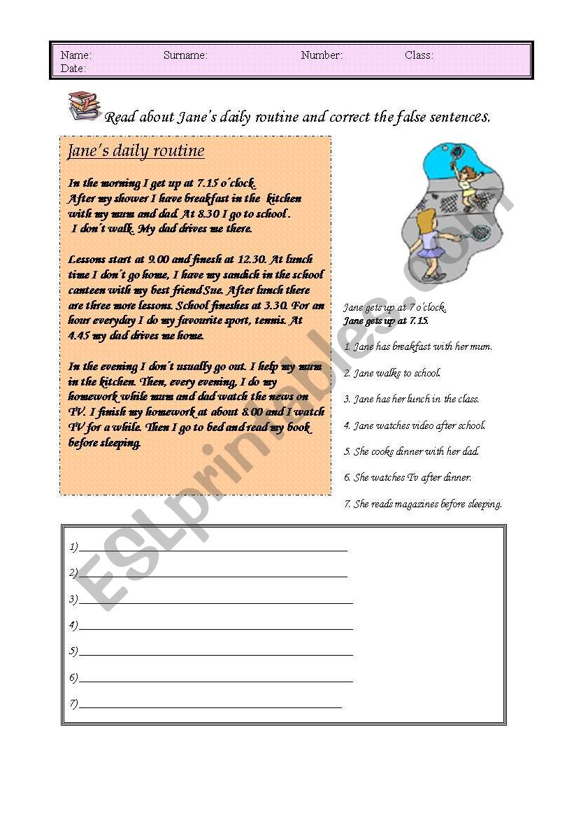 Dailt routines worksheet