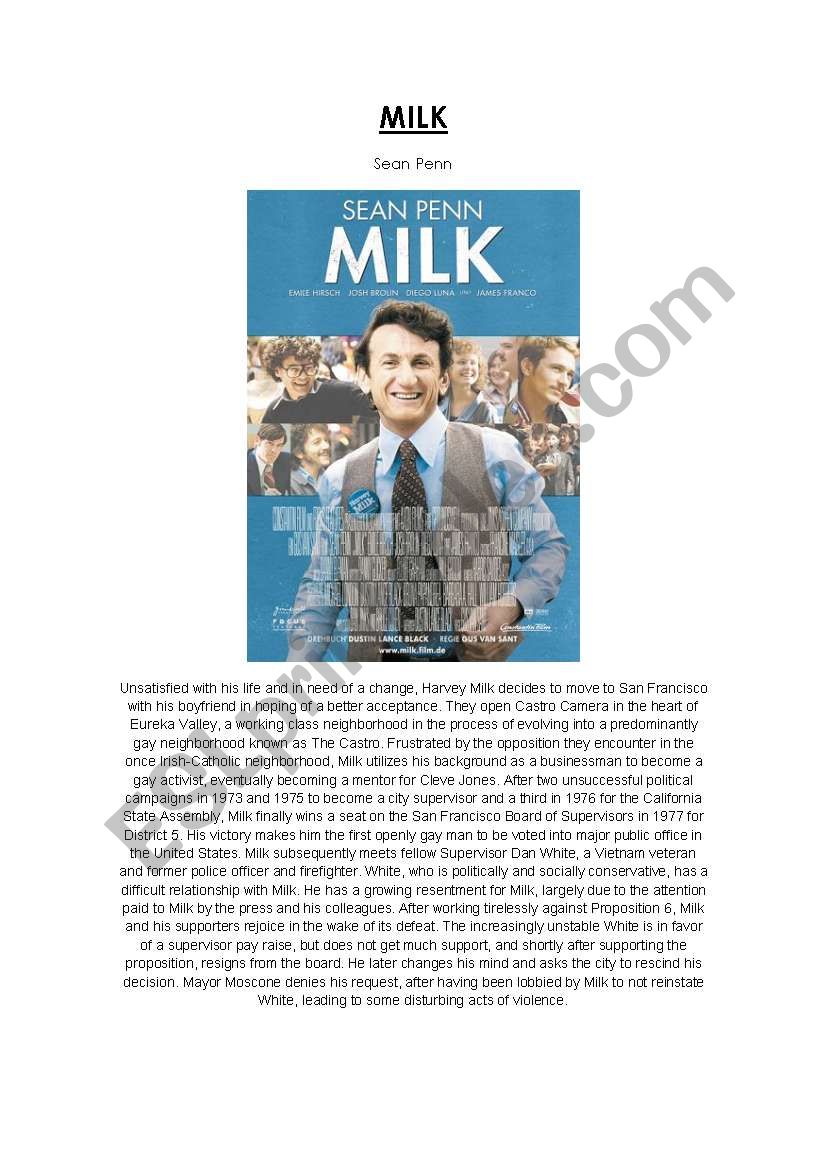 Movie Session - MILK worksheet