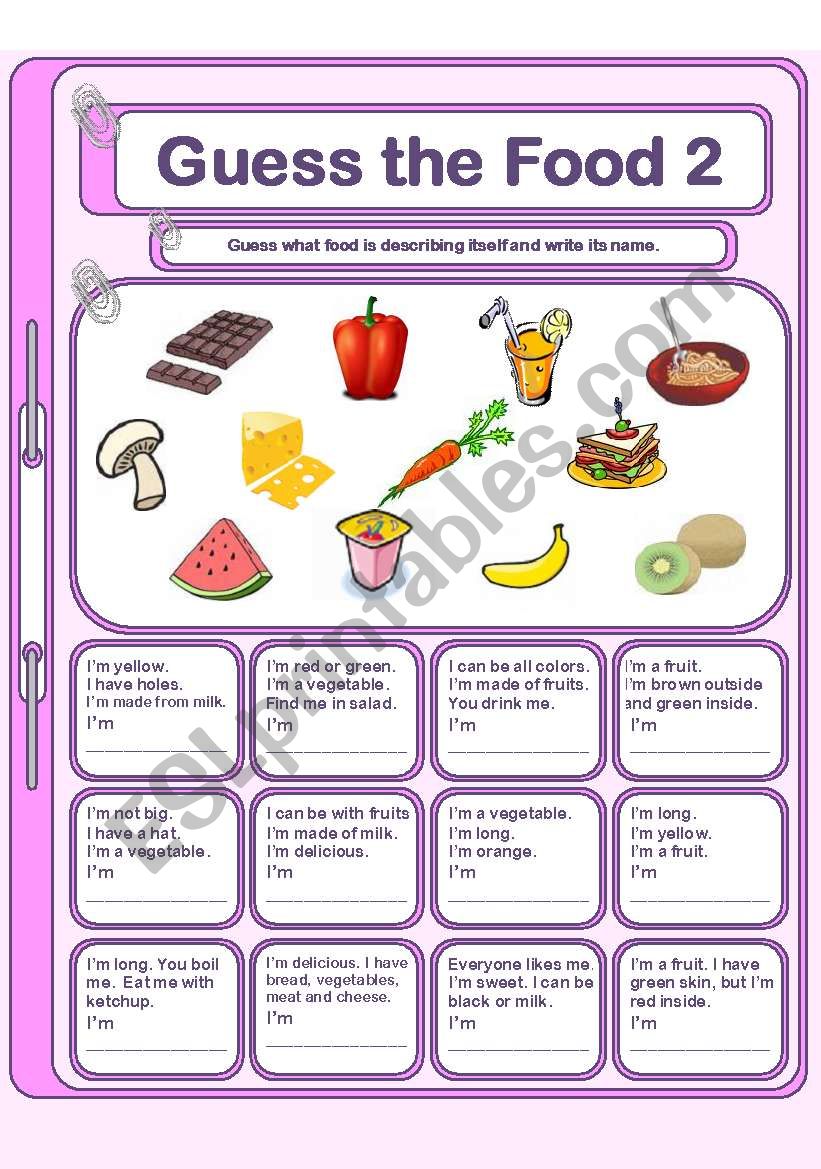 Guess the food 2 worksheet