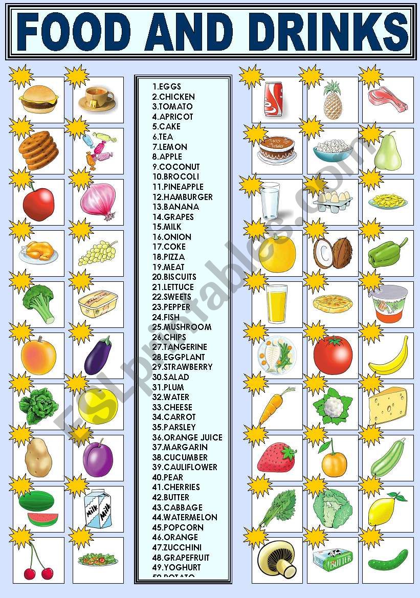 FOOD AND DRINKS worksheet