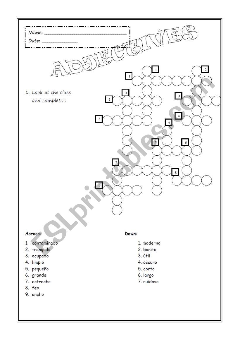 Adjectives worksheet