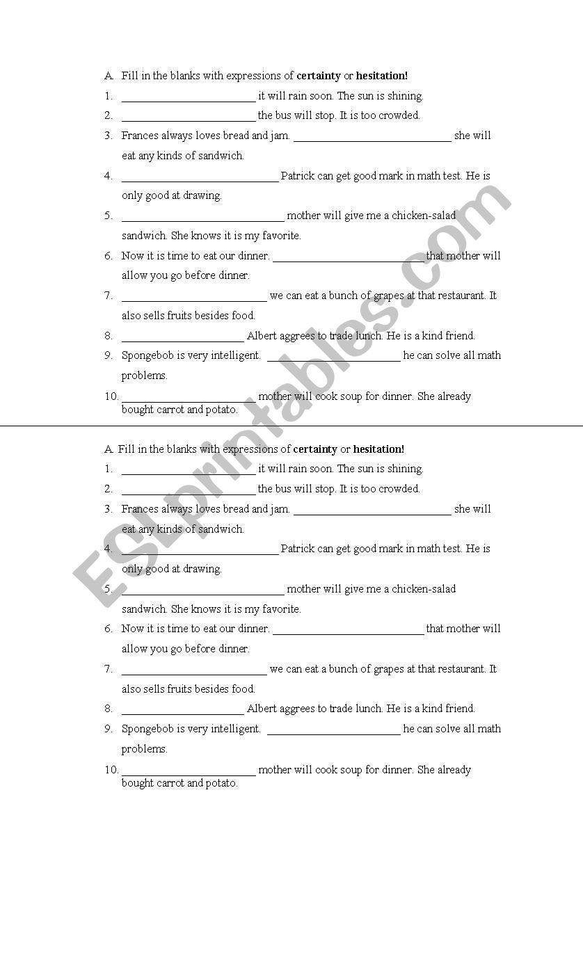 certainty and uncertainty worksheet