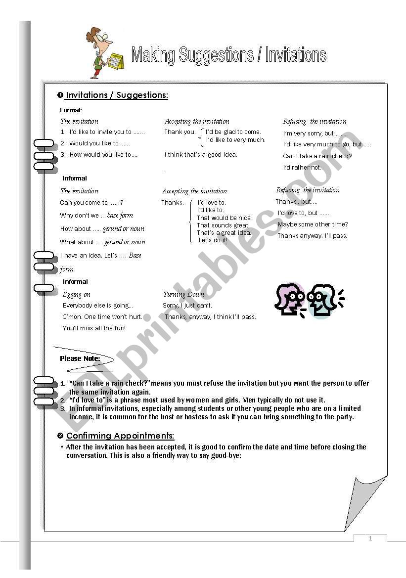 Invitations worksheet