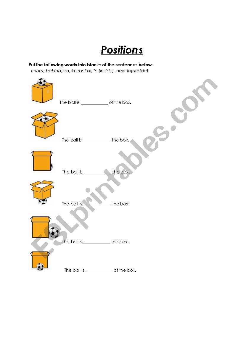 Positions - fill in the blanks