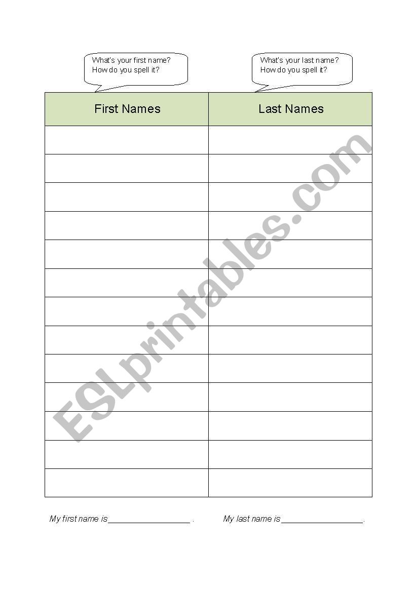 Whats Your Name? Mixer worksheet