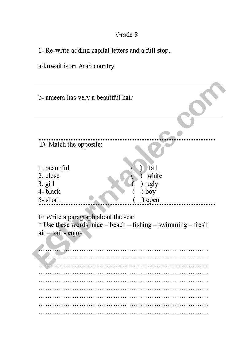 practise grammar worksheet
