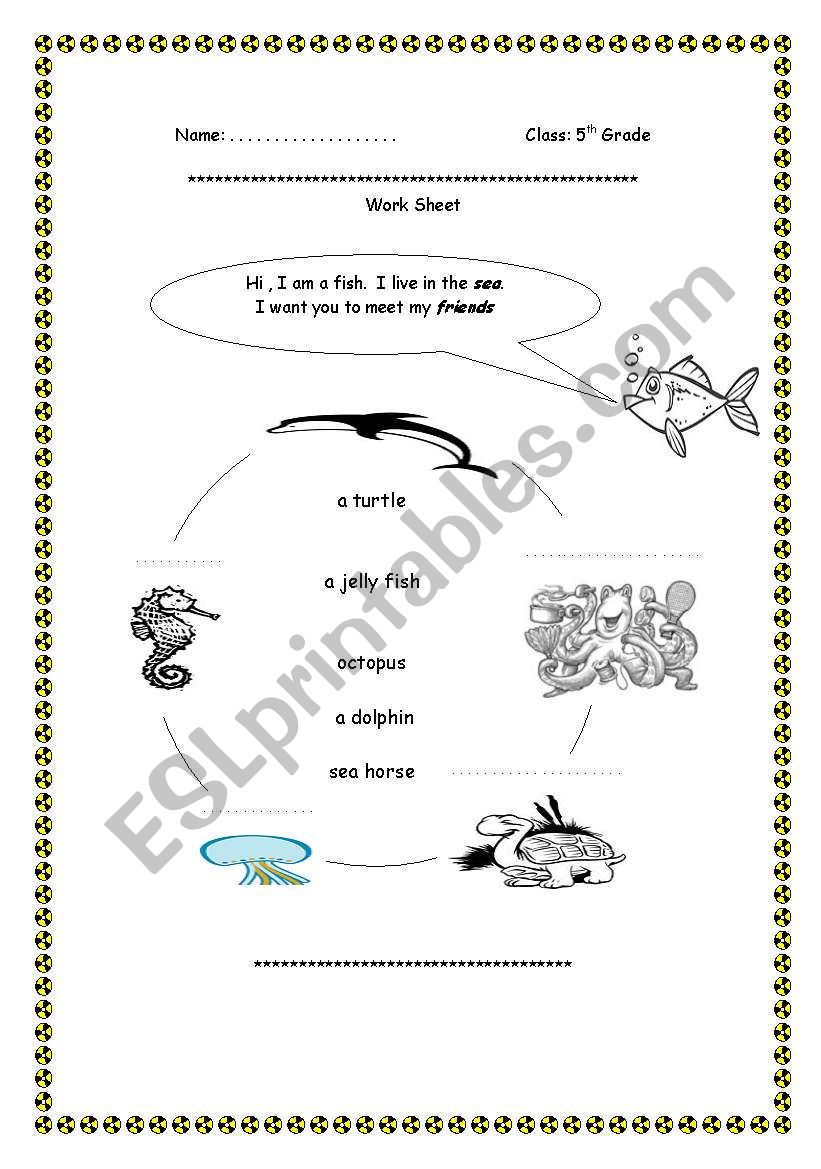 Sea Creatures worksheet