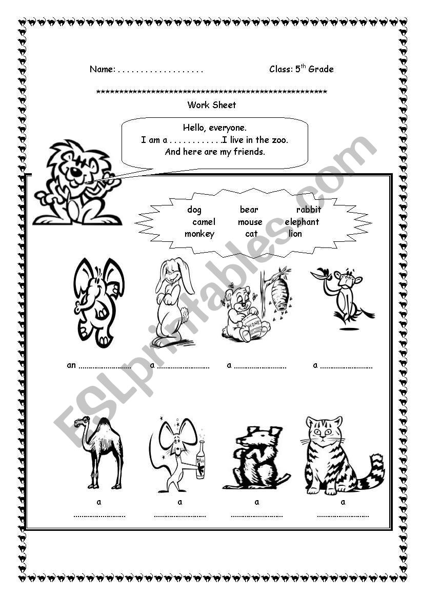 Animal  worksheet