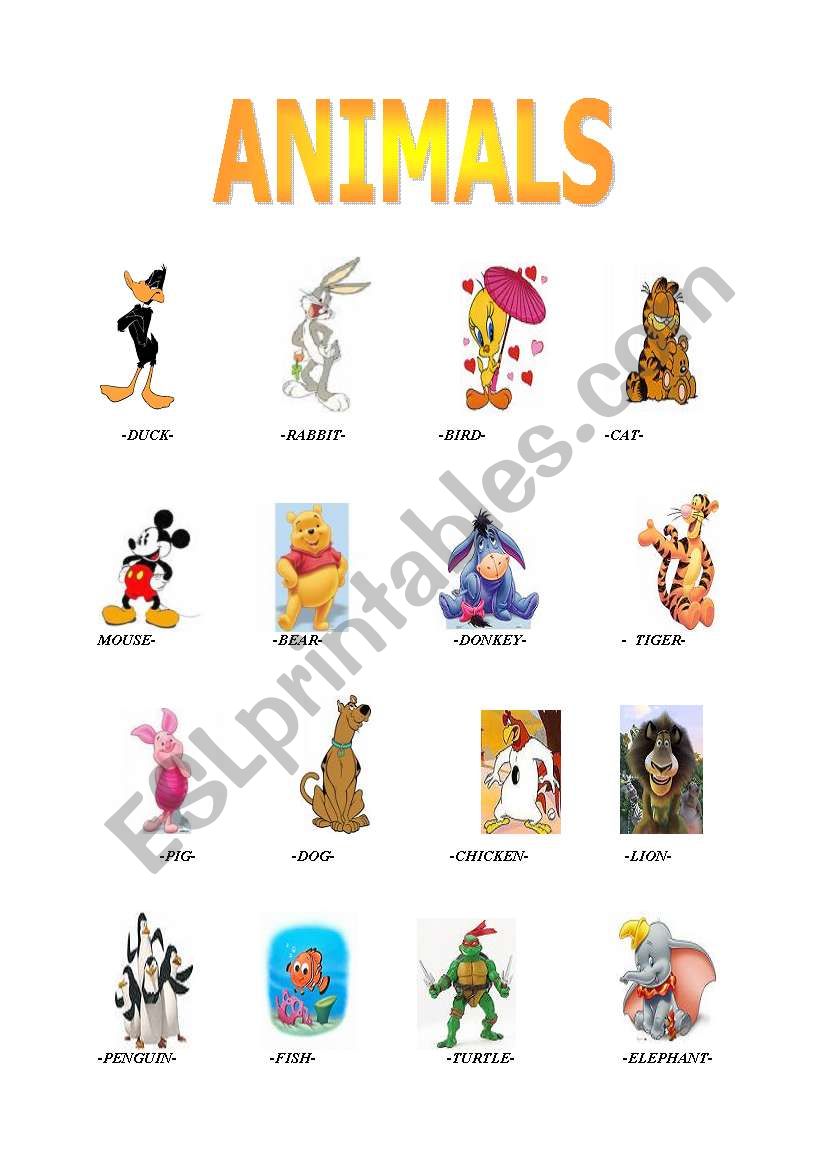 Animals Name worksheet