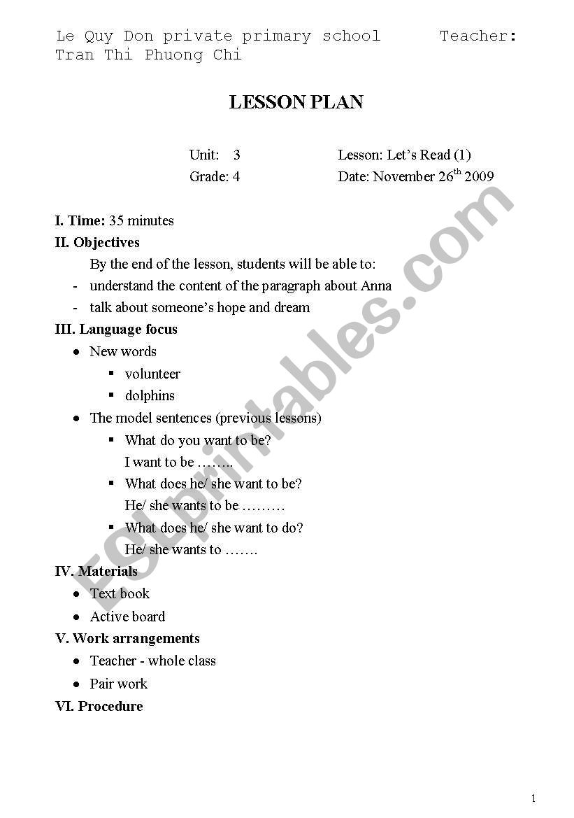 lesson plan-Lets go 4 worksheet