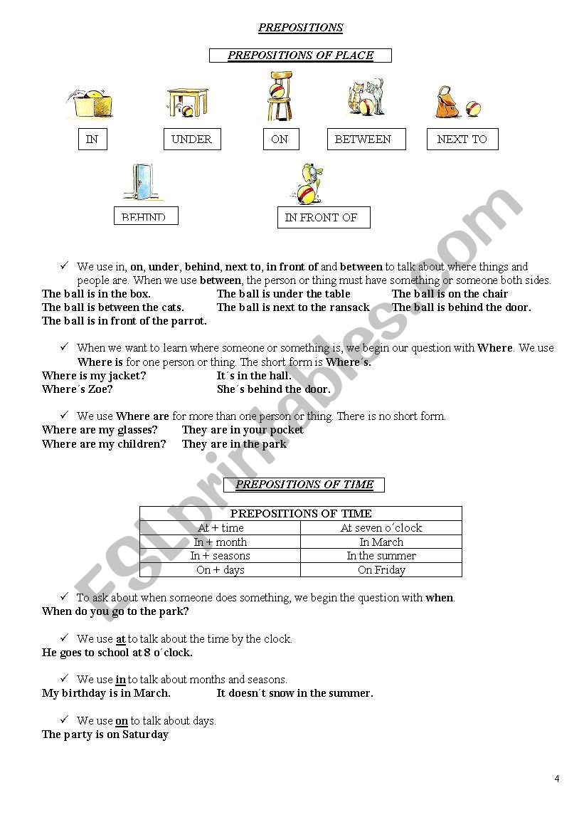 PREPOSITIONS worksheet