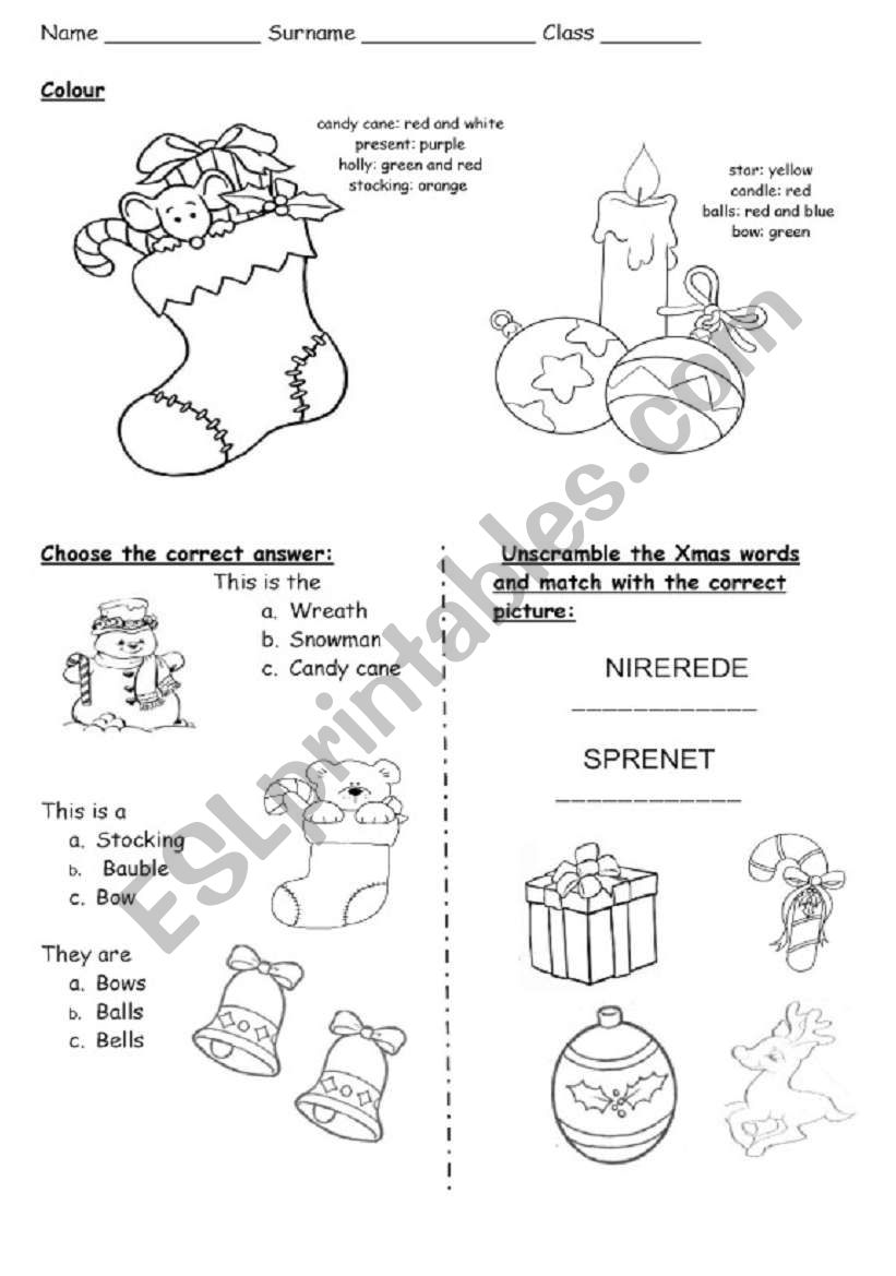 3 xmas activity worksheet