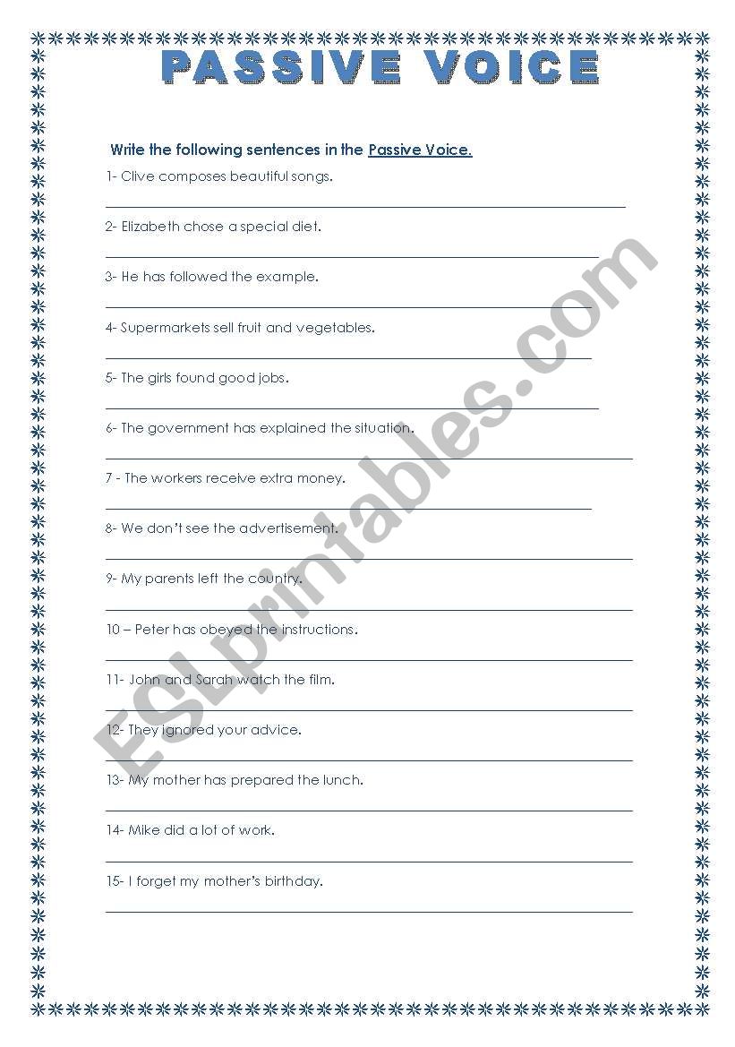 PASSIVE VOICE worksheet