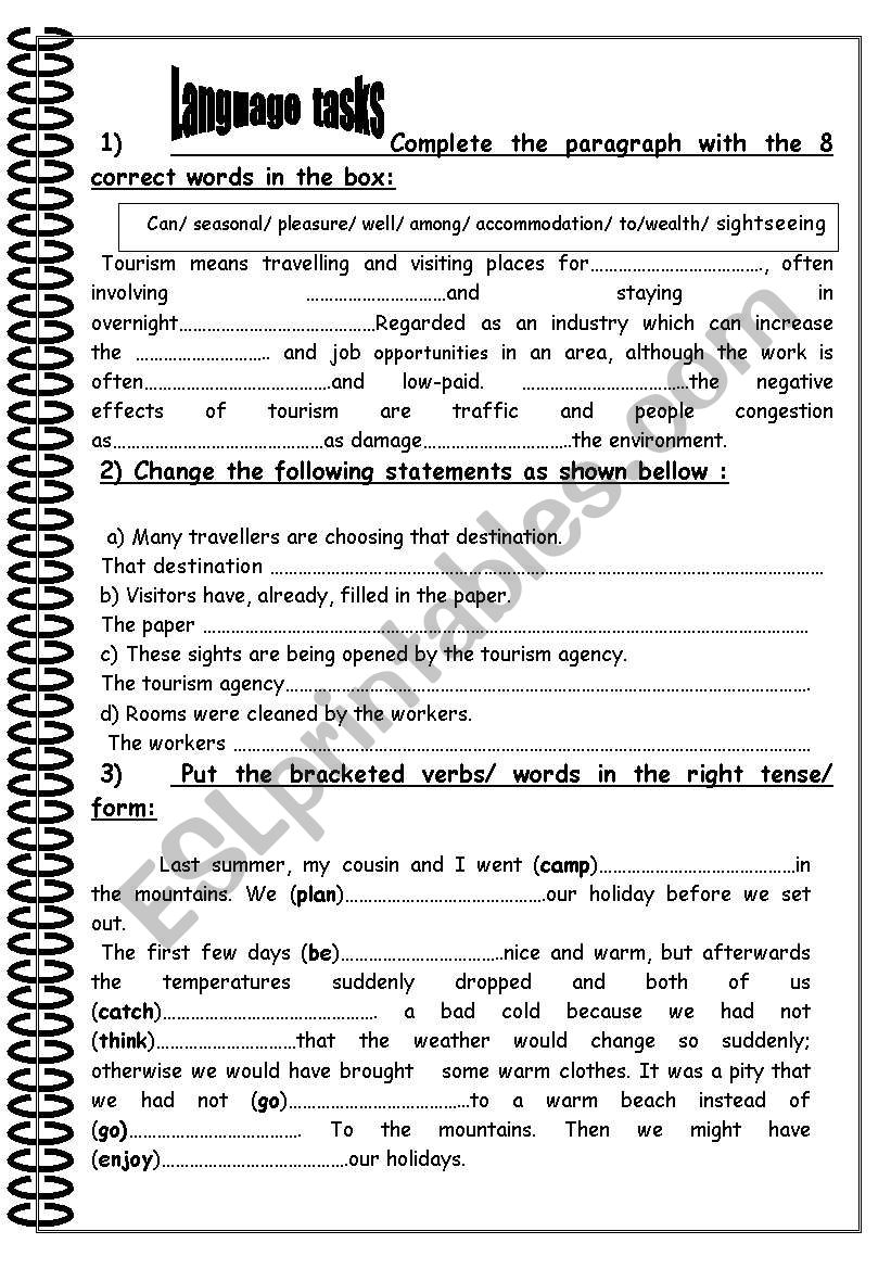 language tasks  worksheet