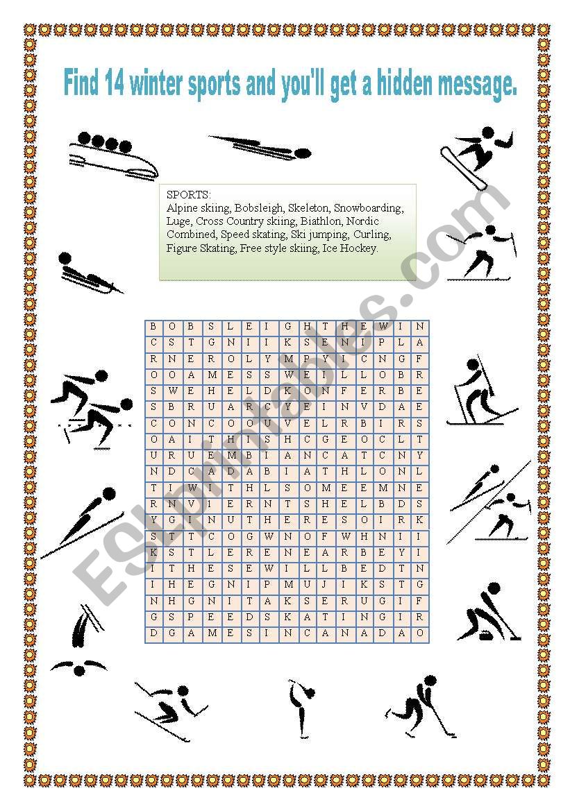 WINTER OLYMPIC SPORTS worksheet