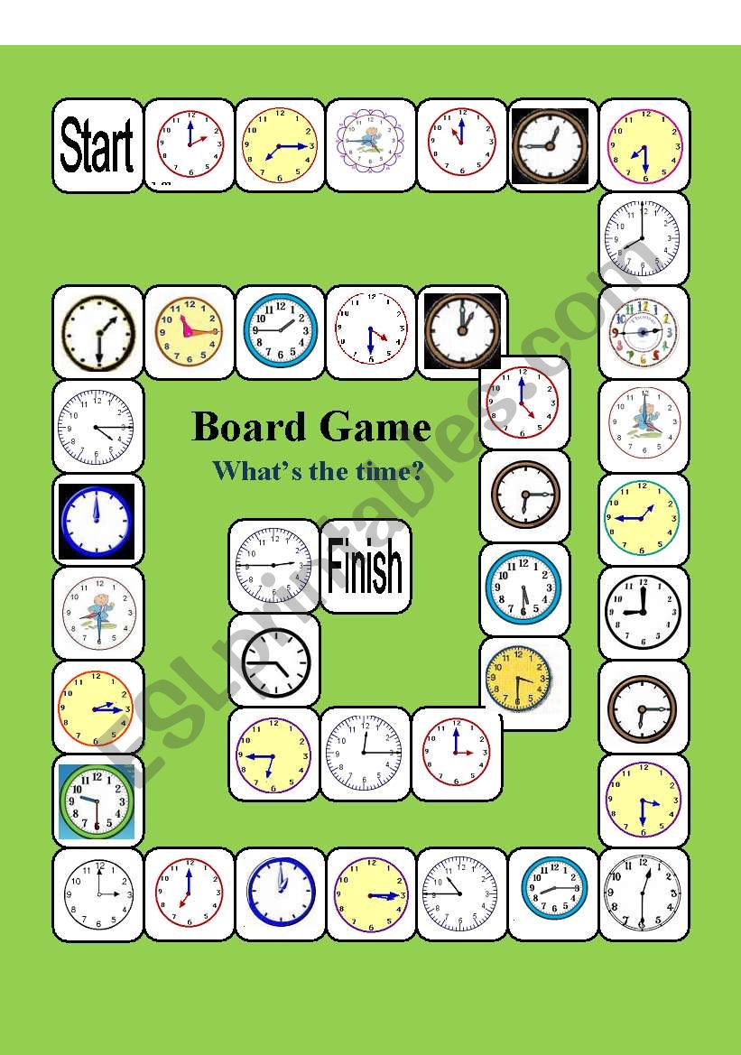 board game whats the time esl worksheet by rotkappe
