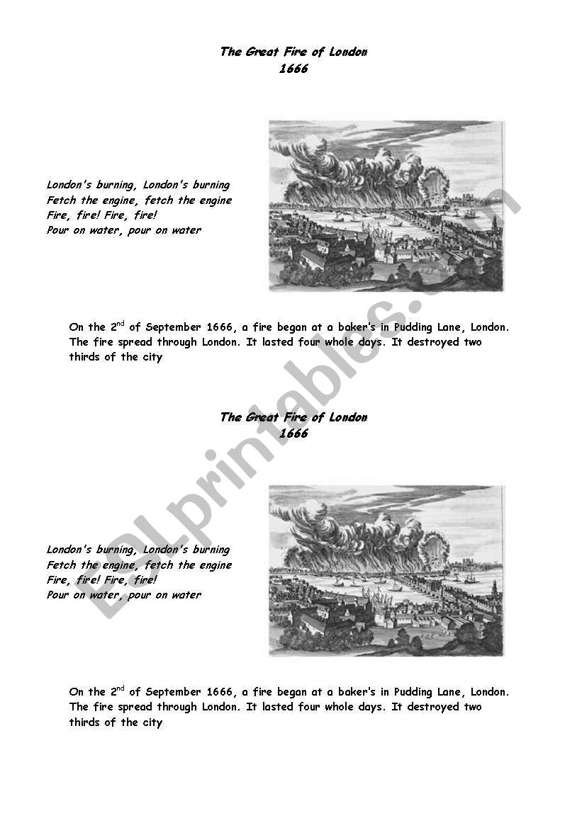 The Great Fire of London worksheet