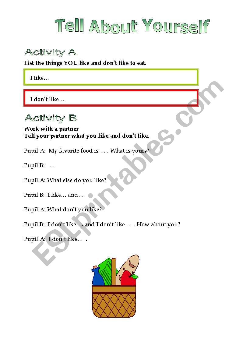 tell about yourself (2) worksheet