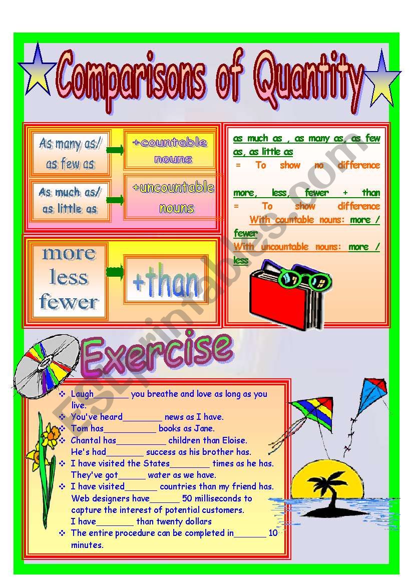 Comparisons of Quantity worksheet