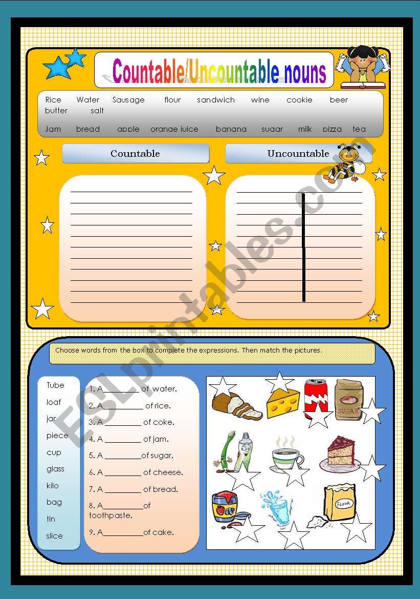Countable-Uncountable Nouns worksheet