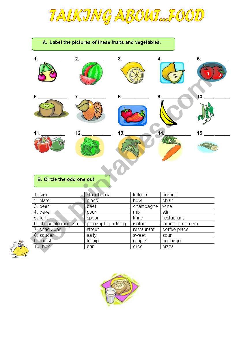 Food - vocabulary exercises worksheet