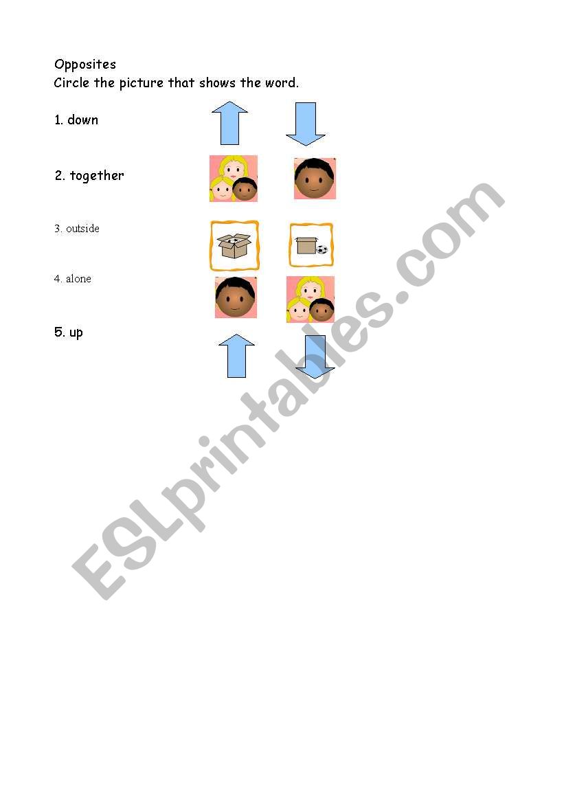 Opposites worksheet