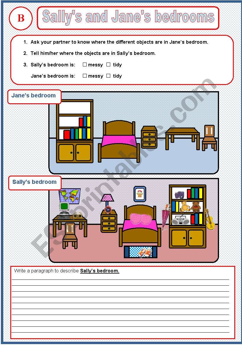 Pairwork: Sallys and  Janes bedrooms part 3 (out of 3)