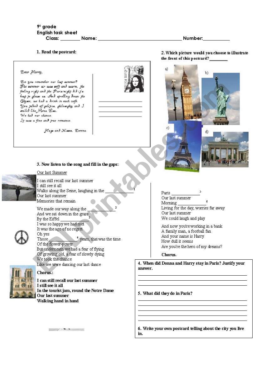 Our last summer - ABBA worksheet