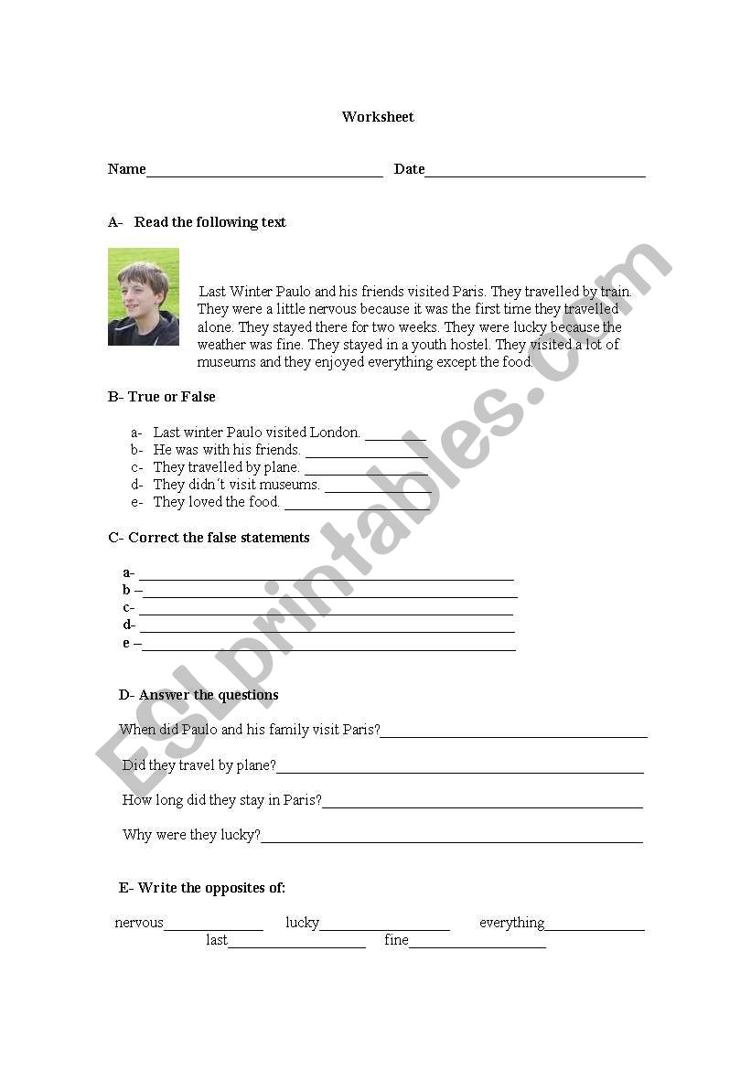 last easter holidays worksheet