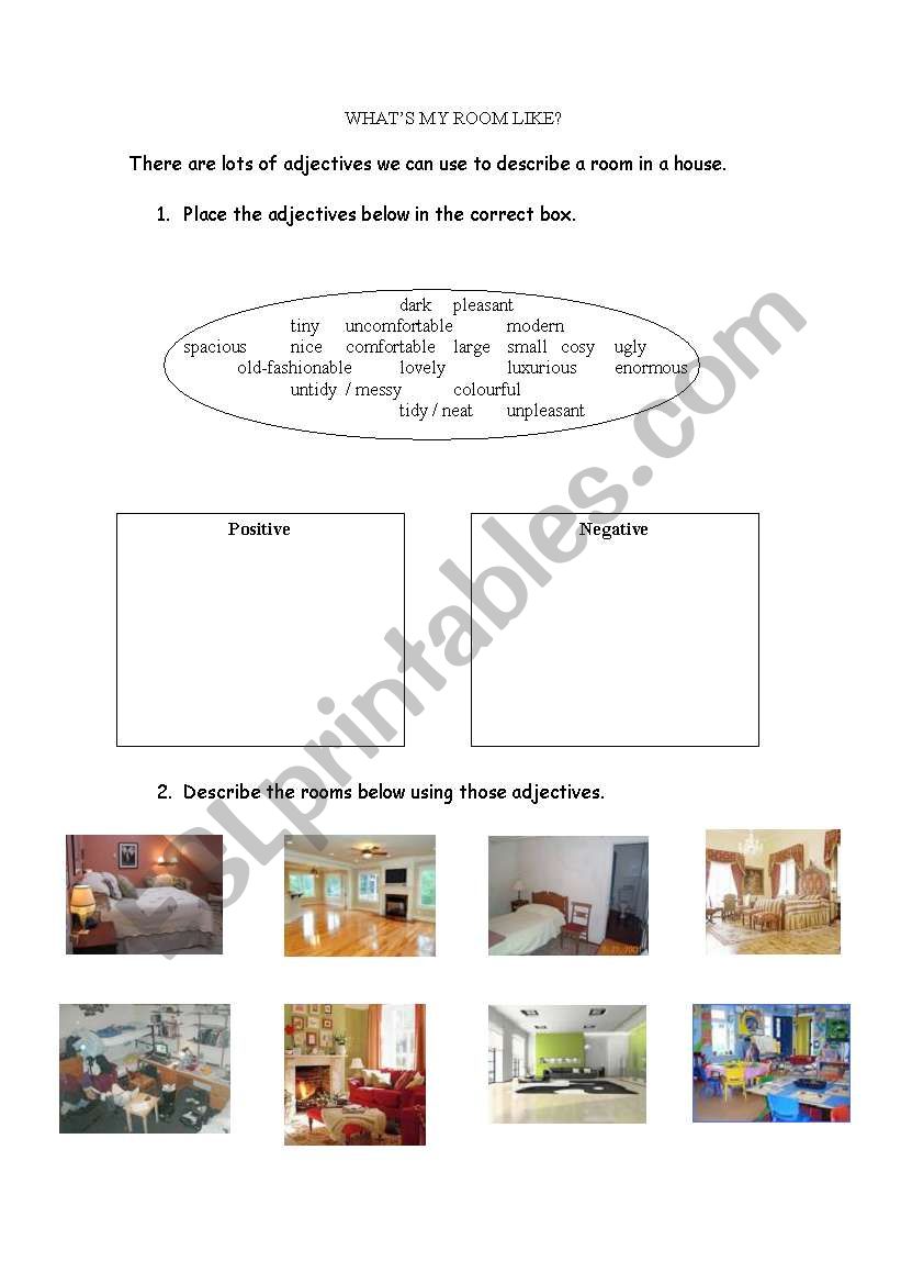 describing rooms worksheet